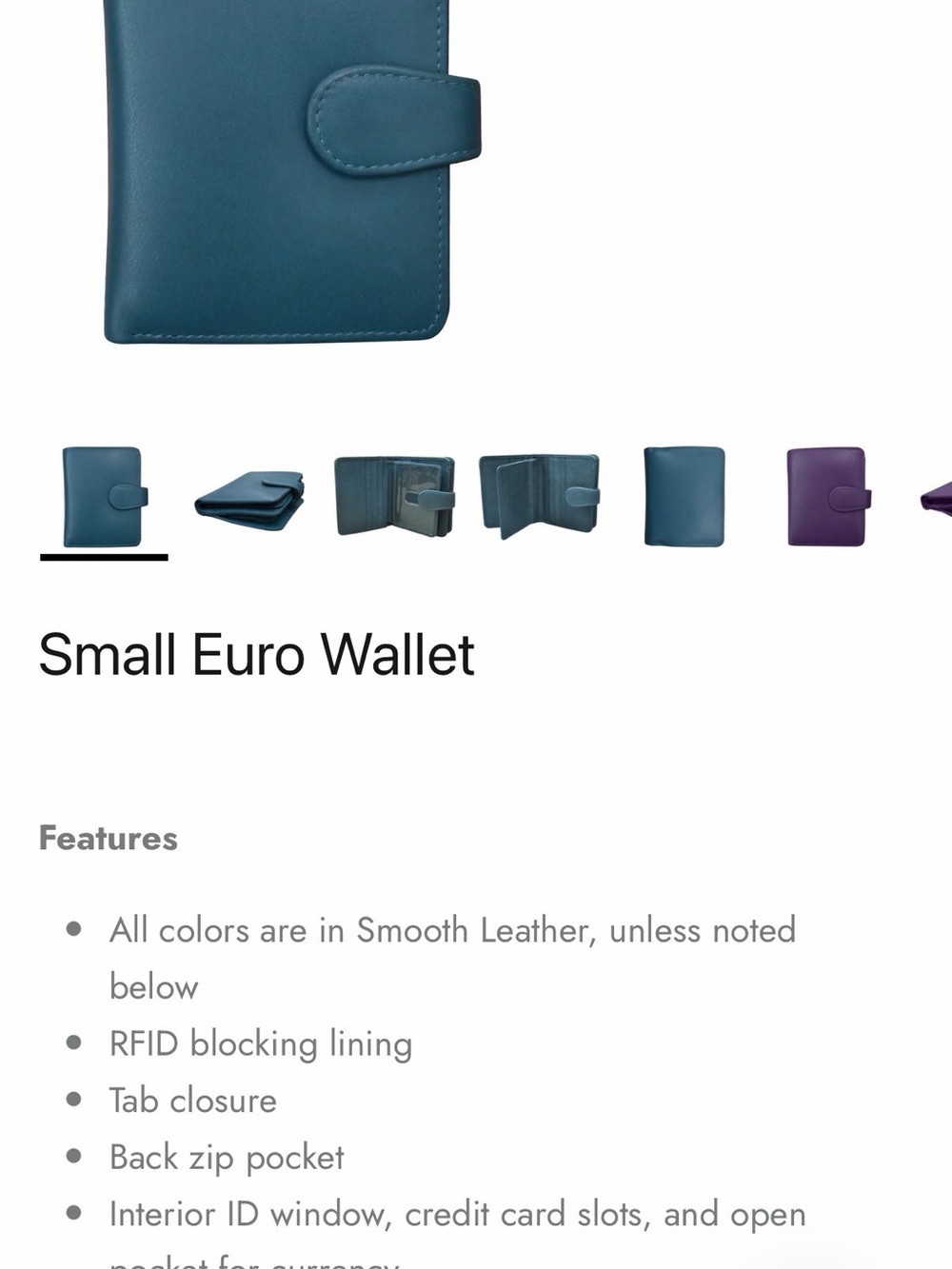 ili New York Small Euro RFID Genuine Leather Wallet